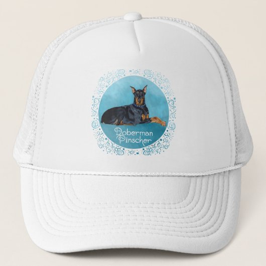 Black Doberman Pinscher Truckerkappe (Vorderseite)