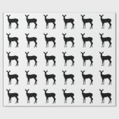 Black Doe a Deer on White Wrapping Paper Geschenkpapier (Flach)