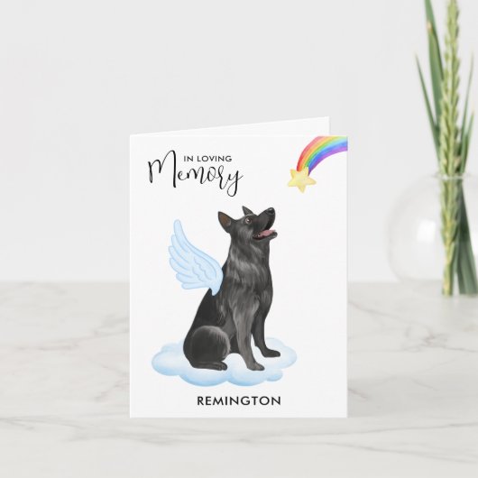 Black Dog Angel Pet Loss Beileid Karte (Vorderseite)