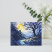 Black Dog Guardian Rosstrappe Legend Watercolor Postkarte (Stehend Vorderseite)