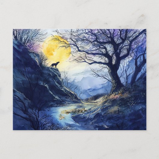 Black Dog Guardian Rosstrappe Legend Watercolor Postkarte (Vorderseite)