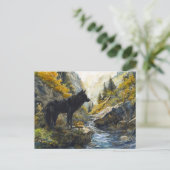 Black Dog Guardian Rosstrappe Legend Watercolor Postkarte (Stehend Vorderseite)