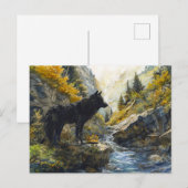 Black Dog Guardian Rosstrappe Legend Watercolor Postkarte (Vorne/Hinten)