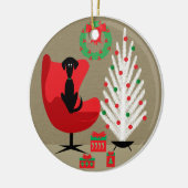 Black Dog in Mid Century Christmas Room Keramik Ornament (Links)