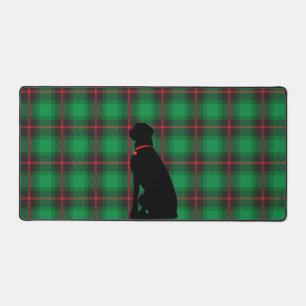 Black Dog Labrador Green Scottish Pattern Desk Mat Schreibtischunterlage
