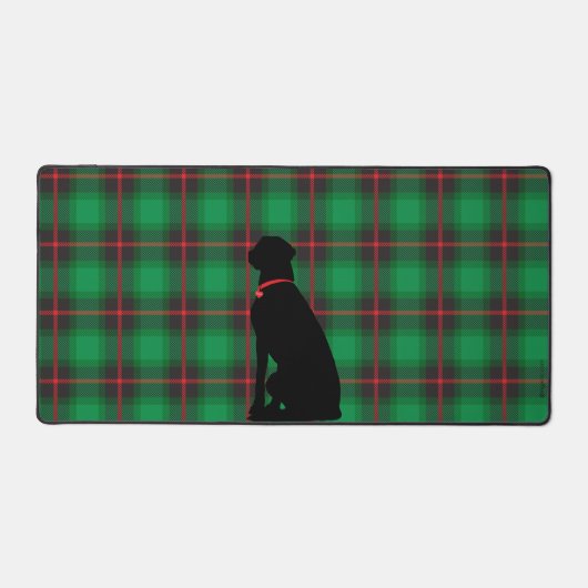 Black Dog Labrador Green Scottish Pattern Desk Mat Schreibtischunterlage (Vorderseite)