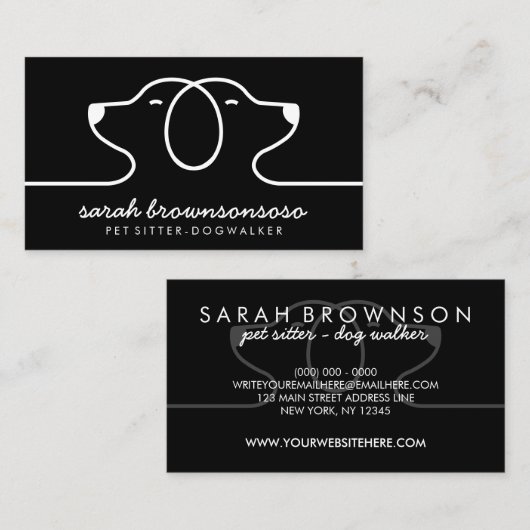Black Dog Line Logo Petsitter vet Visitenkarte (Vorne/Hinten)