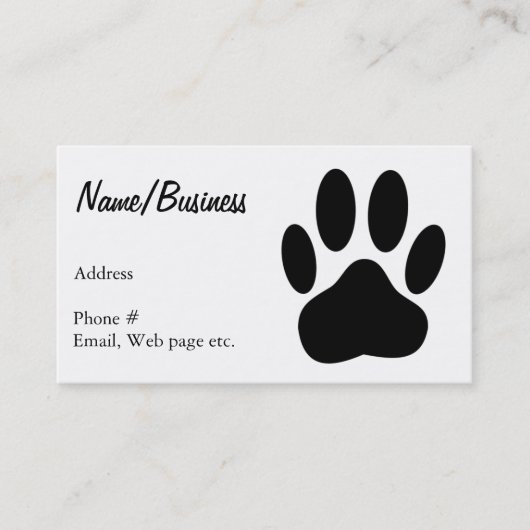 Black Dog Paw Print Custom Visitenkarte (Vorderseite)