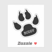 Black Dog Paw Print With Name Aufkleber (Blatt)