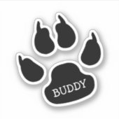 Black Dog Paw Print With Name Aufkleber (Vorderseite)