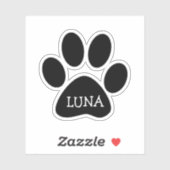 Black Dog Paw Print With Name Aufkleber (Blatt)