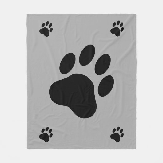 Black Dog Paw Silhouetten Fleecedecke (Vorderseite)