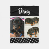 Black Dog Pet Lover Foto Collage Pawprint Fleecedecke (Vorderseite)