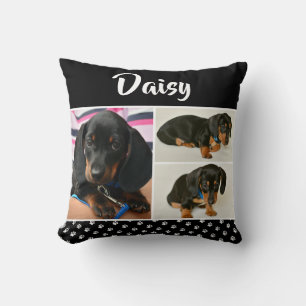Black Dog Pet Lover Foto Collage Pawprint Kissen