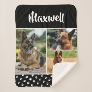 Black Dog Pet Lover Foto Collage Pawprint Sherpadecke