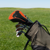 Black Dog Portrait on Orange Background Golf Headcover (In SItu)