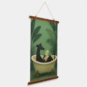 Black Dog Reading Newspaper Wall Art Wandteppich Mit Holzrahmen (Gewinkelt)