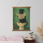 Black Dog Reading Newspaper Wall Art Wandteppich Mit Holzrahmen (Schlafzimmer)