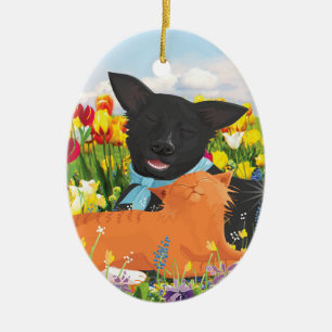 Black Dog, Red Cat Weihnachtsbaum Ornament