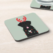 Black Dog Rentier Weihnachtsleuchten Getränkeuntersetzer (Linke Seite)