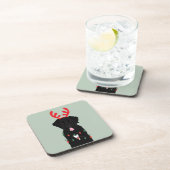 Black Dog Rentier Weihnachtsleuchten Getränkeuntersetzer (Rechte Seite)