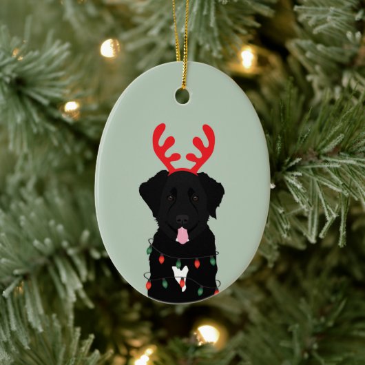 Black Dog Rentier Weihnachtsleuchten Keramik Ornament (Baum)