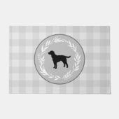 Black Dog Silhouette Buffalo Karo Pattern Grau Fußmatte (Vorderseite)