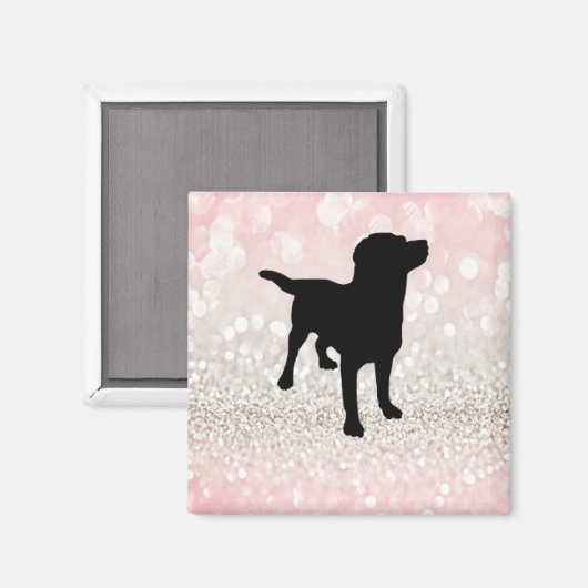 Black Dog Sparkle Magnet (Vorderseite/Rückseite)