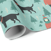 Black Dog Weihnachtswrapping Paper Geschenkpapier (Rolleneckpunkt)