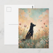 Black Dog Wiese Wildblumen Postkarte (Vorne/Hinten)