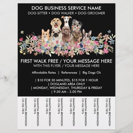 Black Dogs Blume niedliche Welpen Tickets Flyer (Vorne)