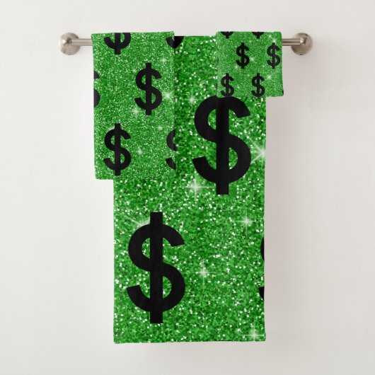 Black Dollar Sign Money Unternehmer Wall Street Badhandtuch Set (Insitu)