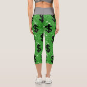 Black Dollar Sign Money Unternehmer Wall Street Capri Leggings (Rückseite)
