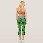 Black Dollar Sign Money Unternehmer Wall Street Capri Leggings (Rückseite)