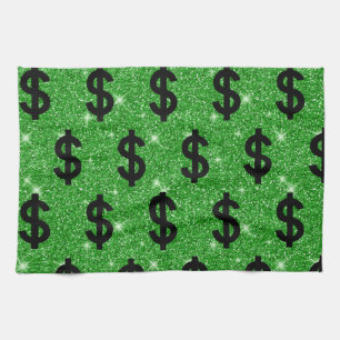 Black Dollar Sign Money Unternehmer Wall Street Geschirrtuch