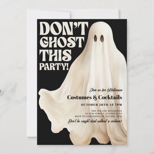 Black Don't Ghost Dieses Party lustiges Halloween Einladung (Vorderseite)
