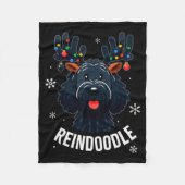 Black Doodle Dog Reindoodle Reindeer Doodle Christ Fleecedecke (Vorderseite)