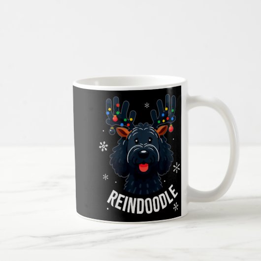 Black Doodle Dog Reindoodle Reindeer Doodle Christ Kaffeetasse (Rechts)