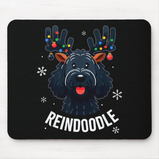 Black Doodle Dog Reindoodle Reindeer Doodle Christ Mousepad (Vorne)