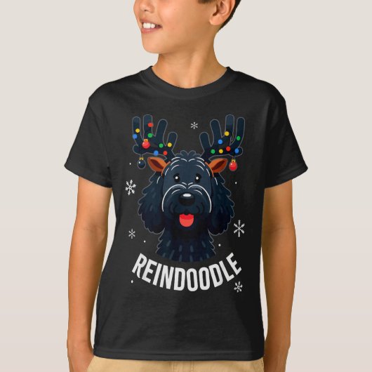Black Doodle Dog Reindoodle Reindeer Doodle Christ T-Shirt (Vorderseite)