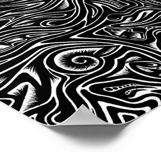 'Black Doodle' Originelle Kunstkunst Zeichnend Poster (Ecke)