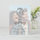 Black Doodle Retro SimpleOverlay Foto Wedding Einladung (Stehend Vorderseite)