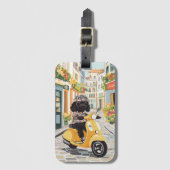 Black Doodle Riding Scooter European City Streets Gepäckanhänger (Vorderseite Vertikal)