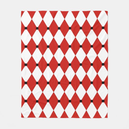 Black Dot Red und White Harlequin Fleecedecke (Vorderseite)