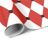 Black Dot Red und White Harlequin Geschenkpapier (Rolleneckpunkt)