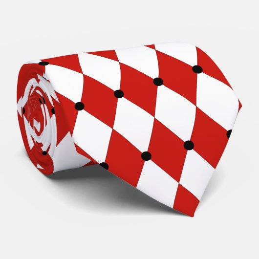 Black Dot Red und White Harlequin Krawatte (Gerollt)