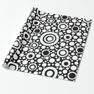 Black Dots & Circles Grid + Ihr Backgr. Geschenkpapier