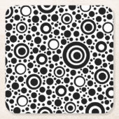 Black Dots & Circles Grid + Ihr Backgr. Rechteckiger Pappuntersetzer (Vorderseite)