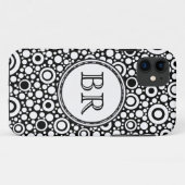 Black Dots & Circles Grid + Ihr Backgr. & Text Case-Mate iPhone Hülle (Rückseite (Horizontal))