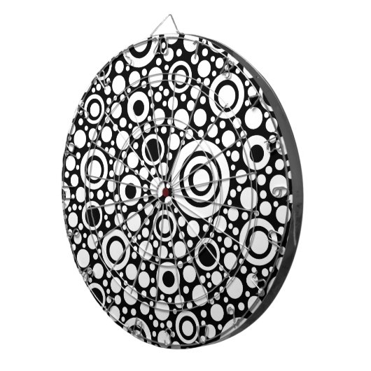 Black Dots & Circles Grid + Ihr Backgr. & Text Dartscheibe (Vorderseite rechts)